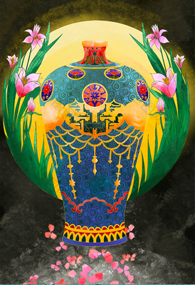 藍(lán)韻國(guó)潮 探秘中國(guó)風(fēng)瓷器梅瓶的工藝之美與插畫(huà)新生